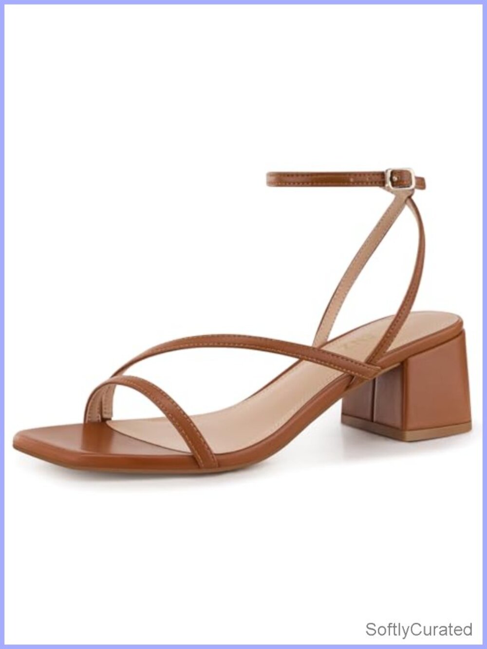 Women Faux Leather Chunky Low Heel Strappy Sandals